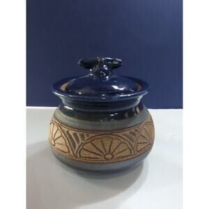 Blaisdell Pottery Rare Pot Dark Blue With Lid